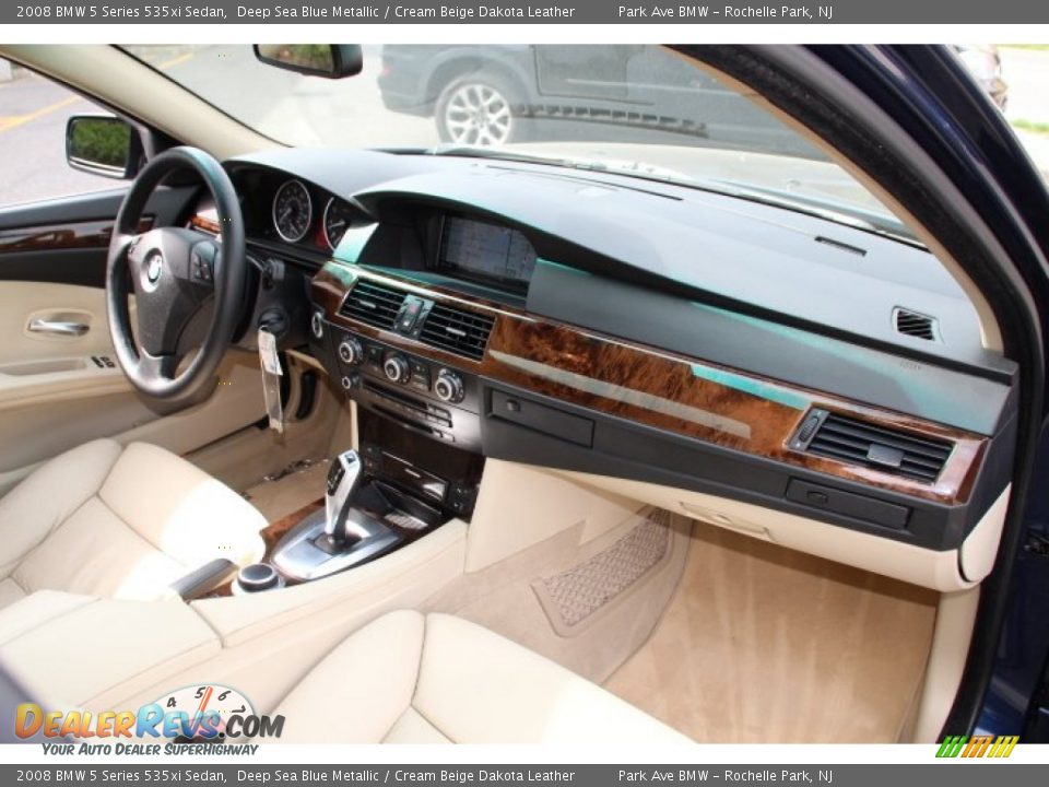 2008 BMW 5 Series 535xi Sedan Deep Sea Blue Metallic / Cream Beige Dakota Leather Photo #25