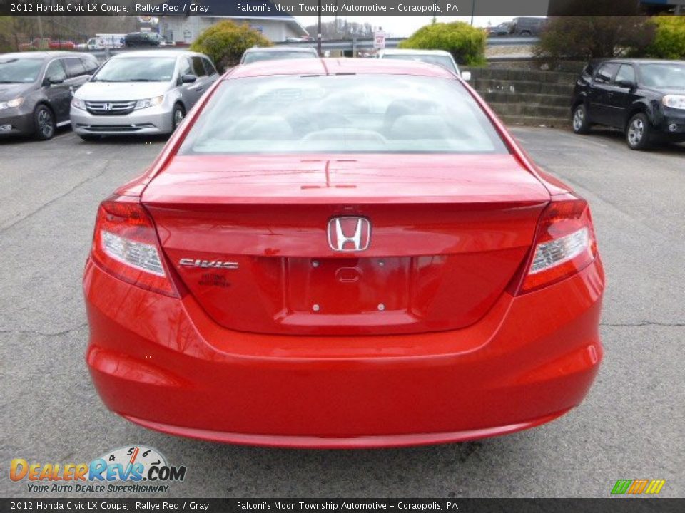 2012 Honda Civic LX Coupe Rallye Red / Gray Photo #4
