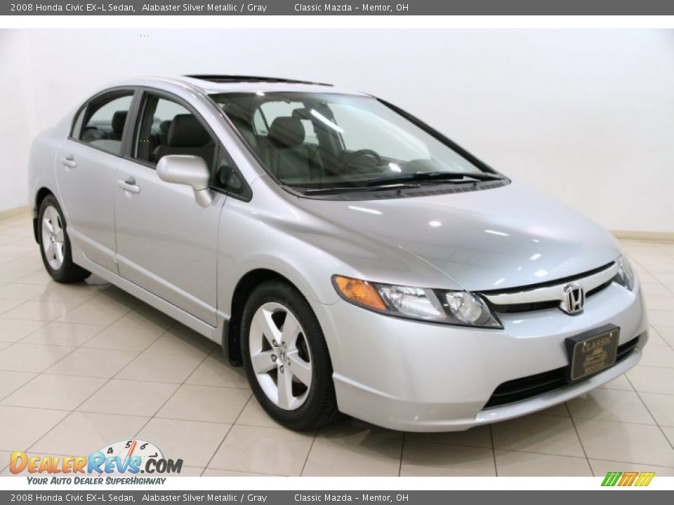 2008 Honda Civic EX-L Sedan Alabaster Silver Metallic / Gray Photo #1