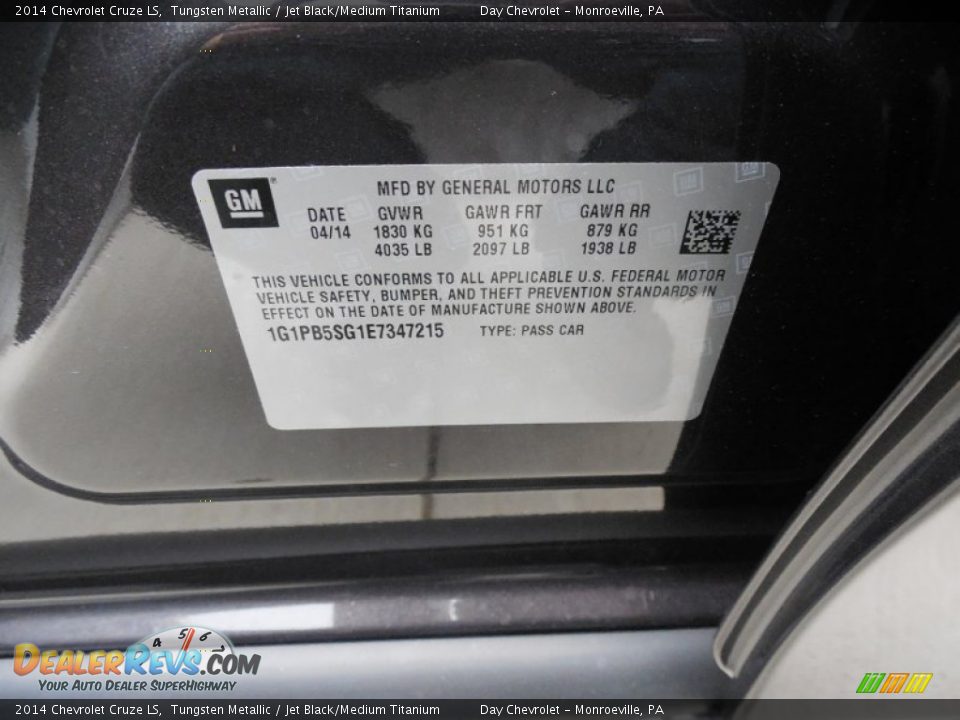 2014 Chevrolet Cruze LS Tungsten Metallic / Jet Black/Medium Titanium Photo #19