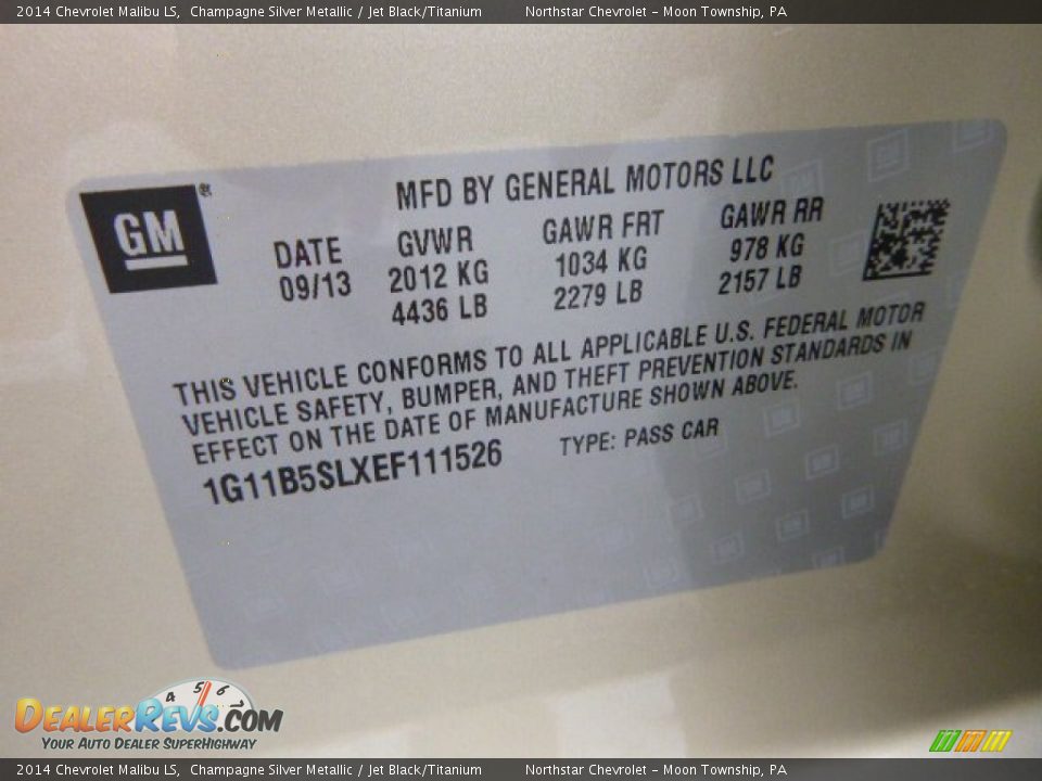 2014 Chevrolet Malibu LS Champagne Silver Metallic / Jet Black/Titanium Photo #19