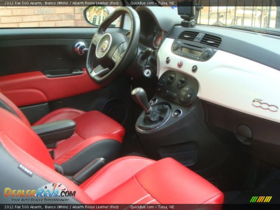 2012 Fiat 500 Abarth Bianco (White) / Abarth Rosso Leather (Red) Photo #6