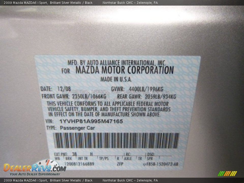2009 Mazda MAZDA6 i Sport Brilliant Silver Metallic / Black Photo #20