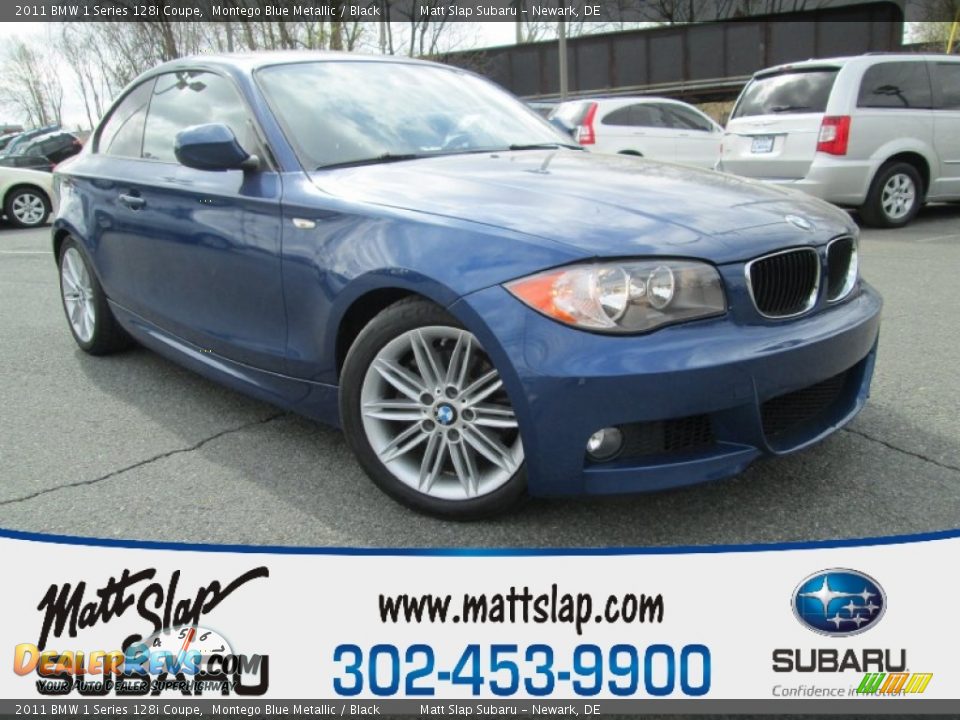 2011 BMW 1 Series 128i Coupe Montego Blue Metallic / Black Photo #1