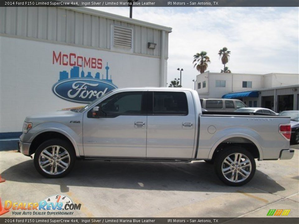 2014 Ford F150 Limited SuperCrew 4x4 Ingot Silver / Limited Marina Blue Leather Photo #1