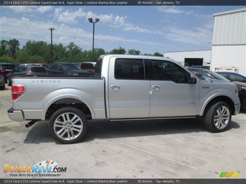 2014 Ford F150 Limited SuperCrew 4x4 Ingot Silver / Limited Marina Blue Leather Photo #6