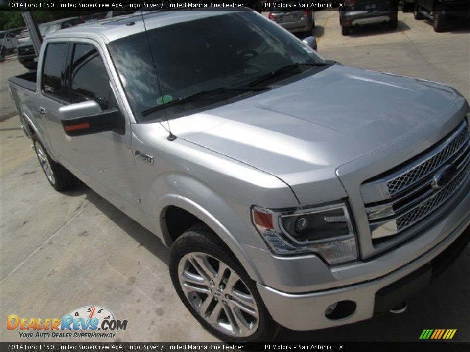 2014 Ford F150 Limited SuperCrew 4x4 Ingot Silver / Limited Marina Blue Leather Photo #8