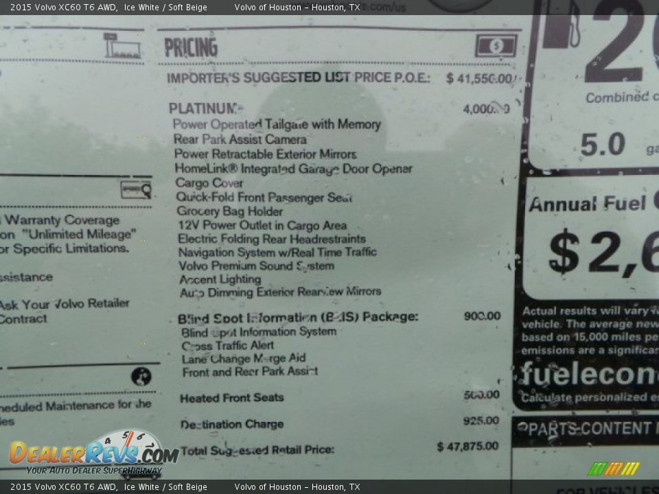 2015 Volvo XC60 T6 AWD Ice White / Soft Beige Photo #30