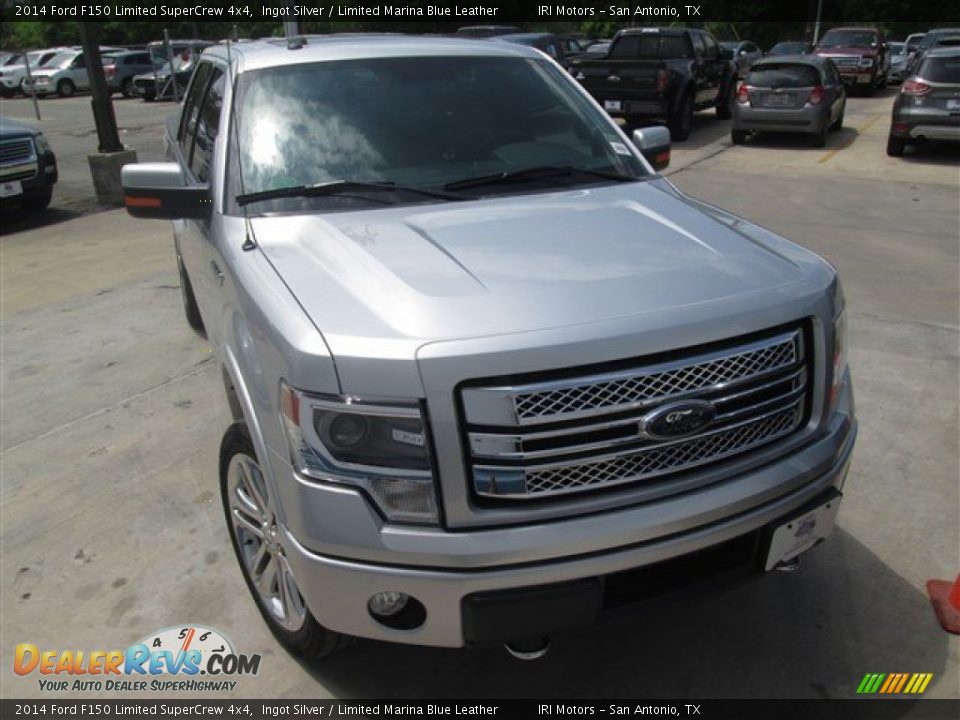 2014 Ford F150 Limited SuperCrew 4x4 Ingot Silver / Limited Marina Blue Leather Photo #9