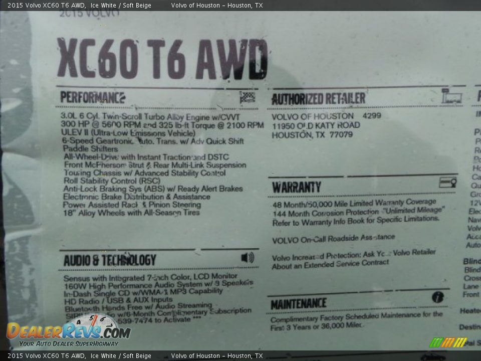 2015 Volvo XC60 T6 AWD Ice White / Soft Beige Photo #31