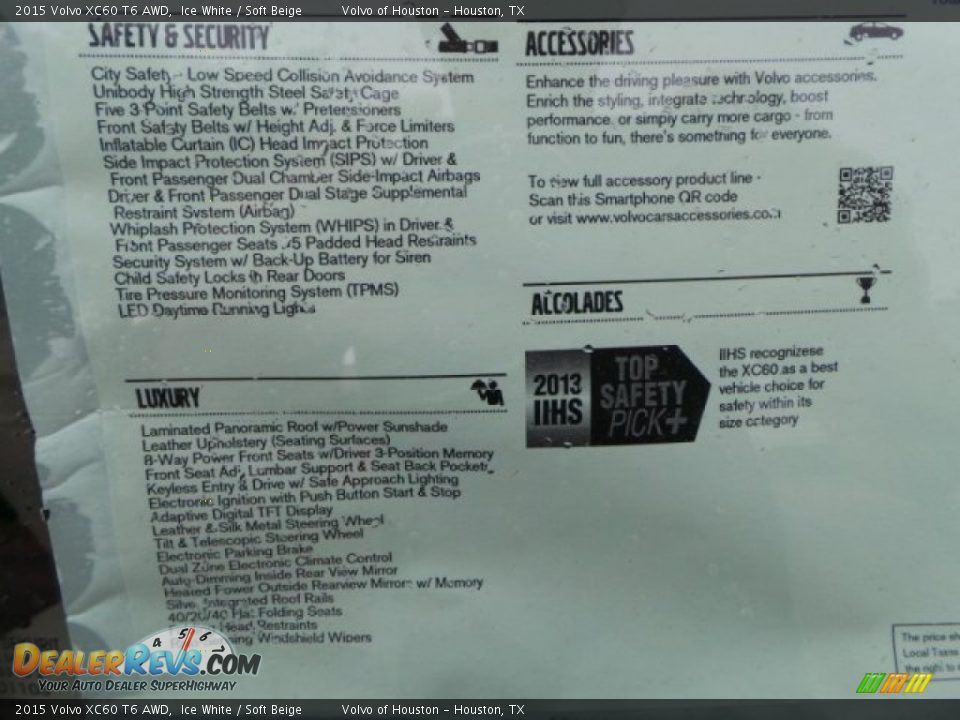 2015 Volvo XC60 T6 AWD Ice White / Soft Beige Photo #32