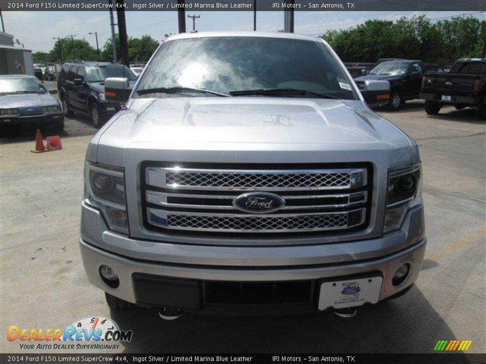 2014 Ford F150 Limited SuperCrew 4x4 Ingot Silver / Limited Marina Blue Leather Photo #10