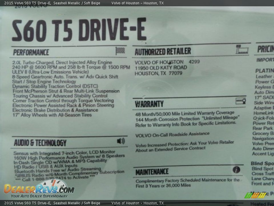 2015 Volvo S60 T5 Drive-E Seashell Metallic / Soft Beige Photo #31