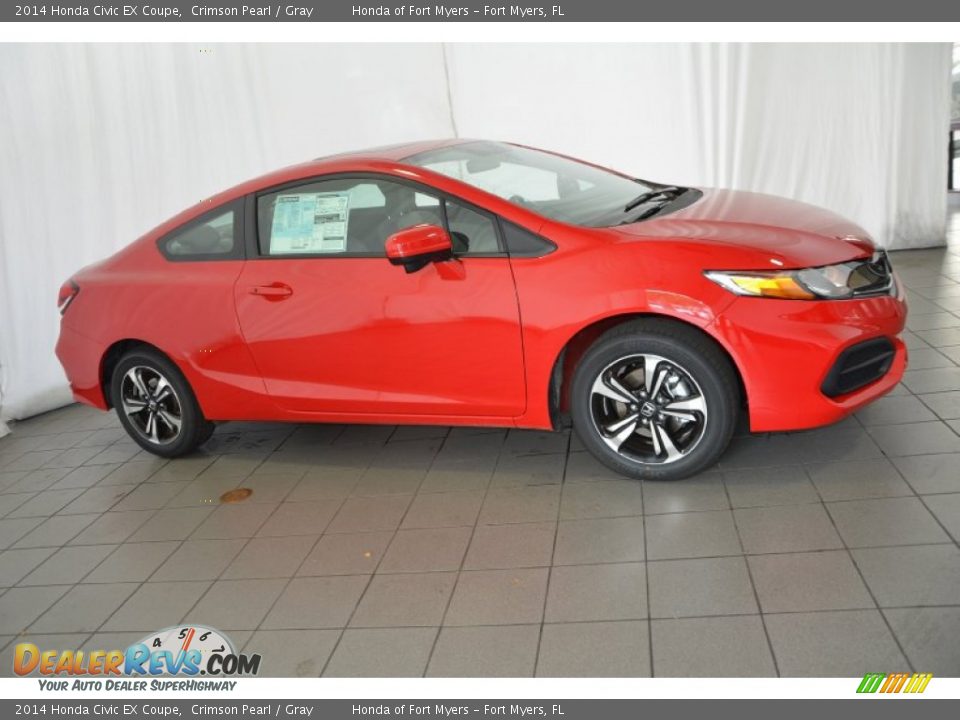 2014 Honda Civic EX Coupe Crimson Pearl / Gray Photo #4