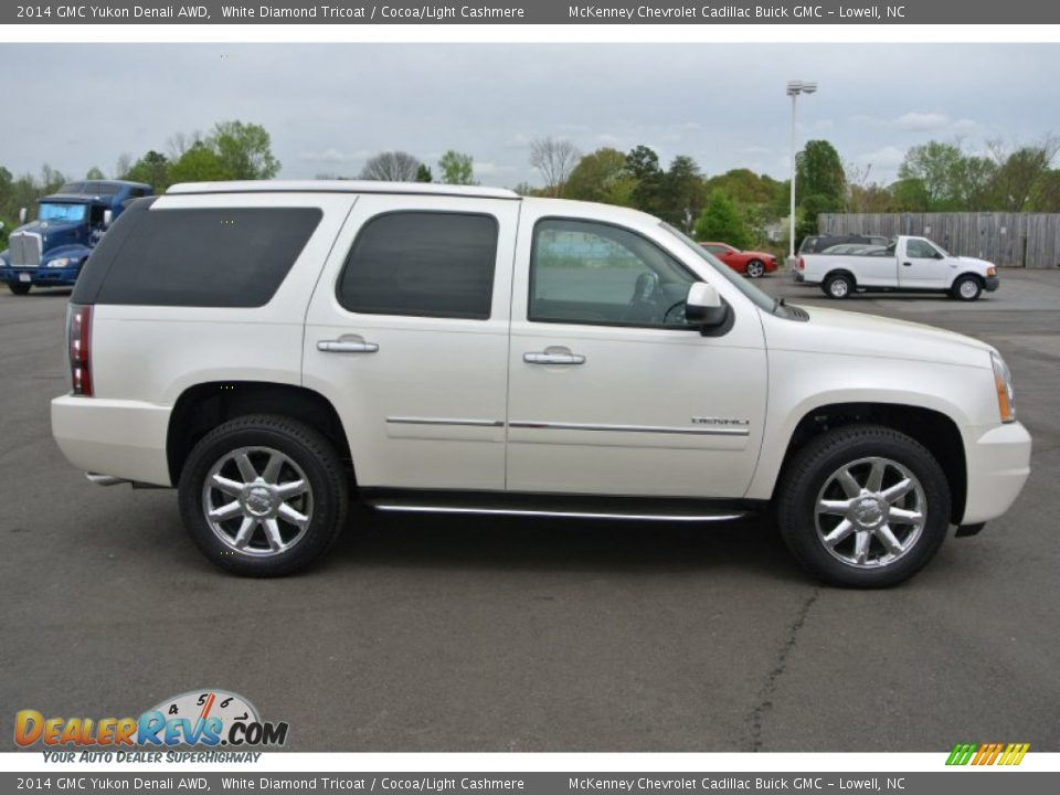2014 GMC Yukon Denali AWD White Diamond Tricoat / Cocoa/Light Cashmere Photo #6