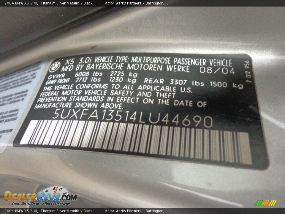2004 BMW X5 3.0i Titanium Silver Metallic / Black Photo #18