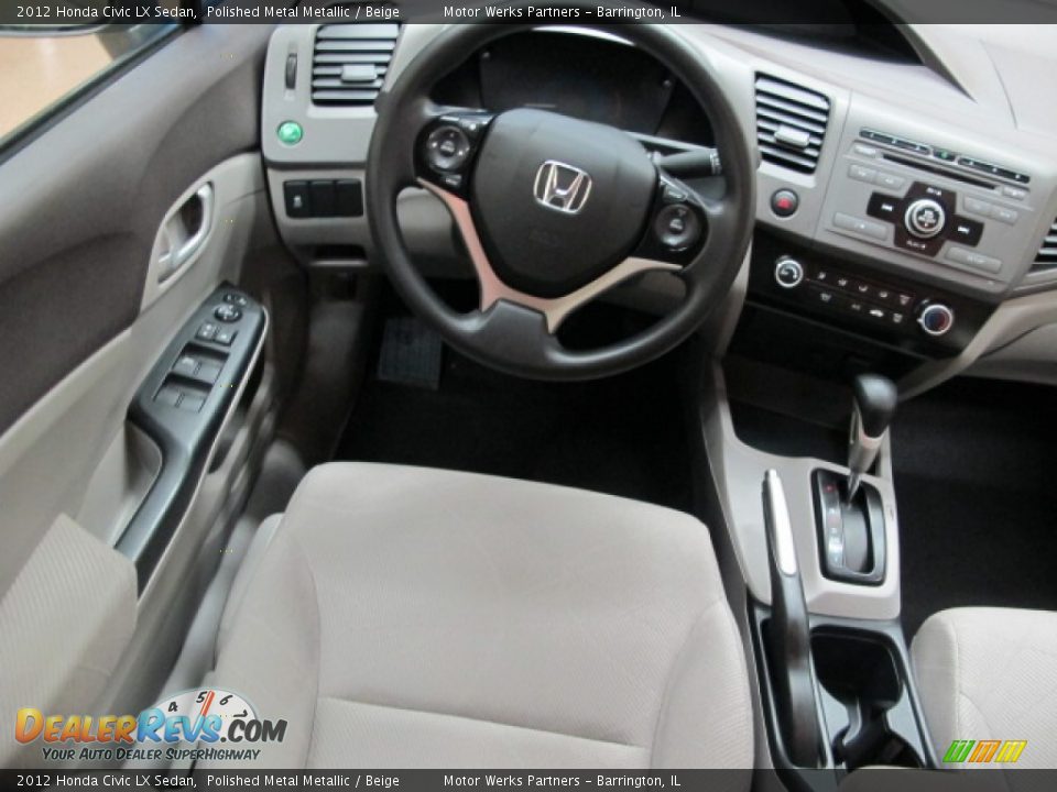 2012 Honda Civic LX Sedan Polished Metal Metallic / Beige Photo #24