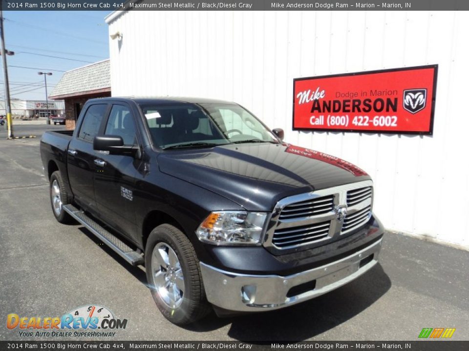 2014 Ram 1500 Big Horn Crew Cab 4x4 Maximum Steel Metallic / Black/Diesel Gray Photo #1
