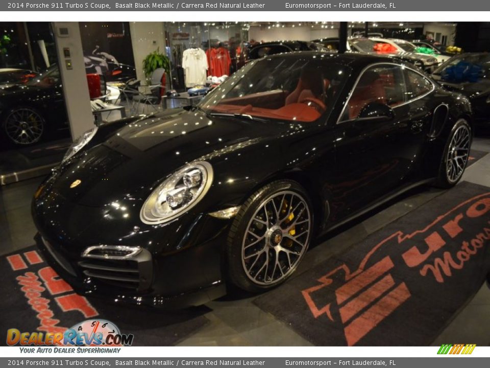2014 Porsche 911 Turbo S Coupe Basalt Black Metallic / Carrera Red Natural Leather Photo #1