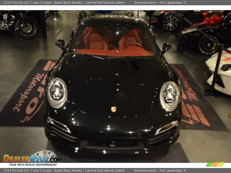 2014 Porsche 911 Turbo S Coupe Basalt Black Metallic / Carrera Red Natural Leather Photo #2