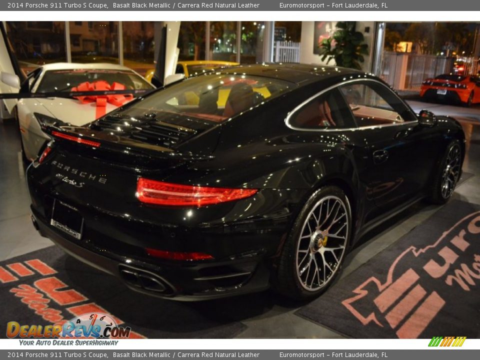 2014 Porsche 911 Turbo S Coupe Basalt Black Metallic / Carrera Red Natural Leather Photo #13