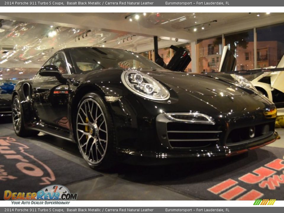 2014 Porsche 911 Turbo S Coupe Basalt Black Metallic / Carrera Red Natural Leather Photo #15