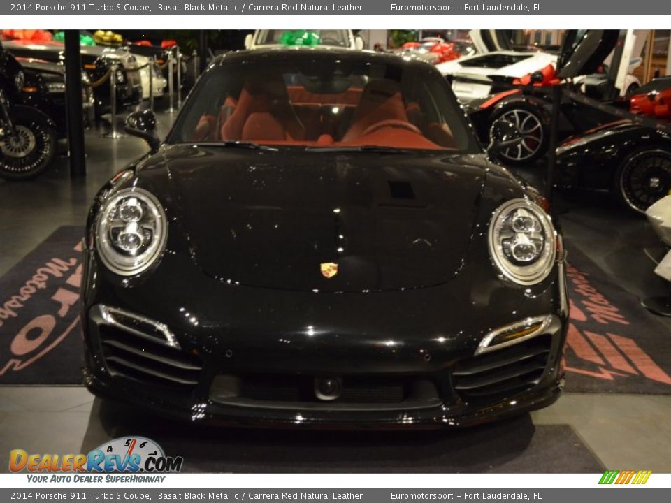 2014 Porsche 911 Turbo S Coupe Basalt Black Metallic / Carrera Red Natural Leather Photo #17