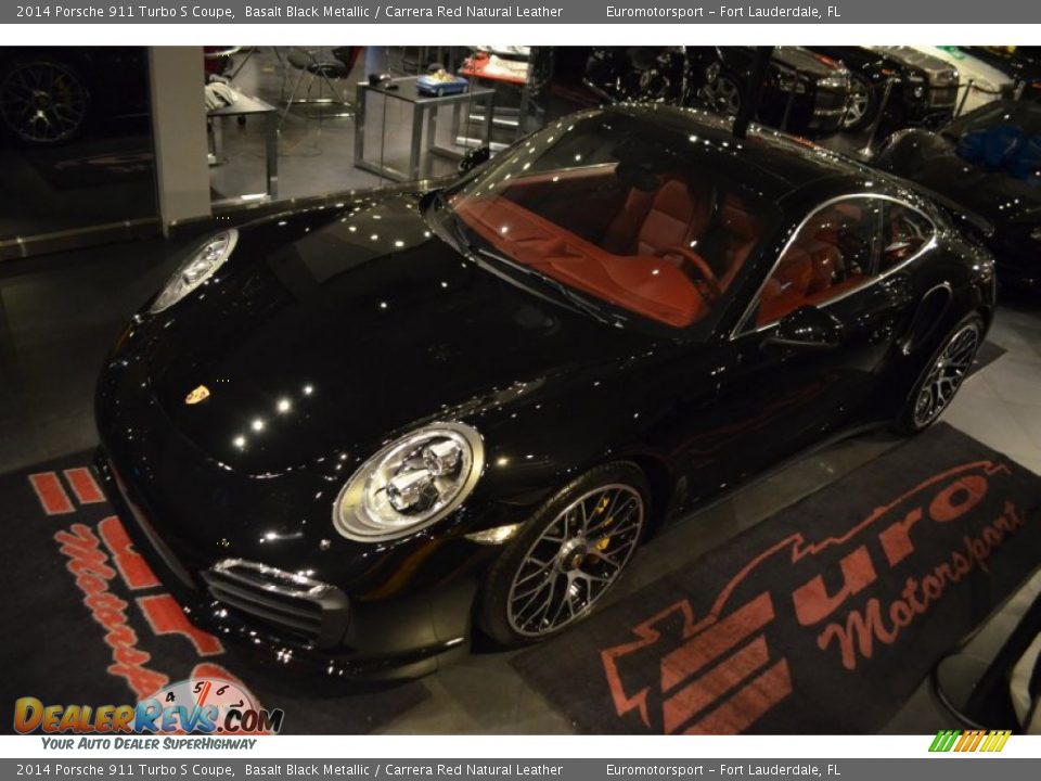 2014 Porsche 911 Turbo S Coupe Basalt Black Metallic / Carrera Red Natural Leather Photo #19