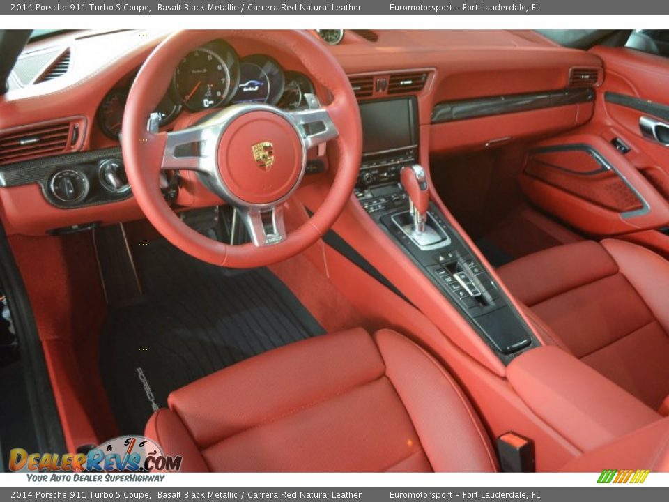 Carrera Red Natural Leather Interior - 2014 Porsche 911 Turbo S Coupe Photo #23