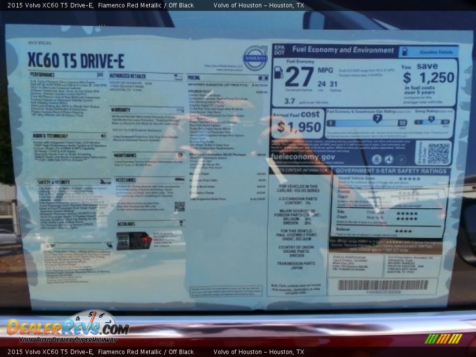 2015 Volvo XC60 T5 Drive-E Flamenco Red Metallic / Off Black Photo #31