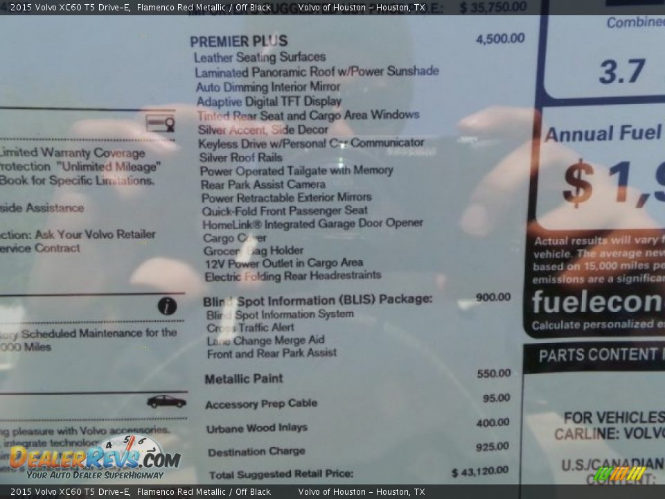 2015 Volvo XC60 T5 Drive-E Flamenco Red Metallic / Off Black Photo #32