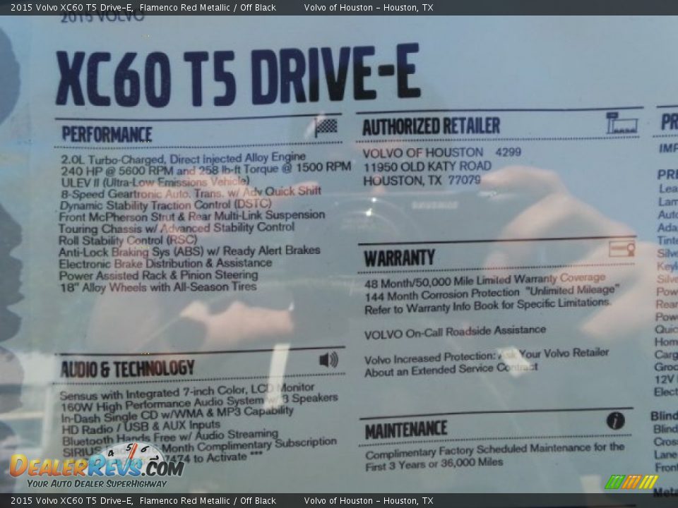 2015 Volvo XC60 T5 Drive-E Flamenco Red Metallic / Off Black Photo #33