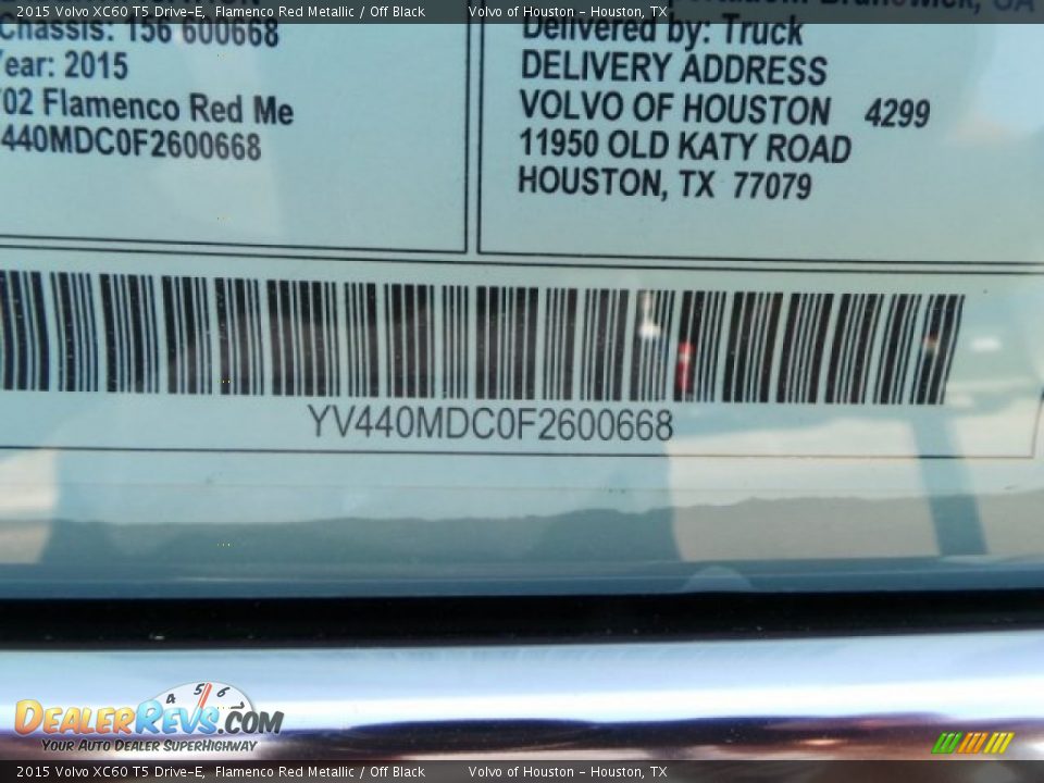 2015 Volvo XC60 T5 Drive-E Flamenco Red Metallic / Off Black Photo #35