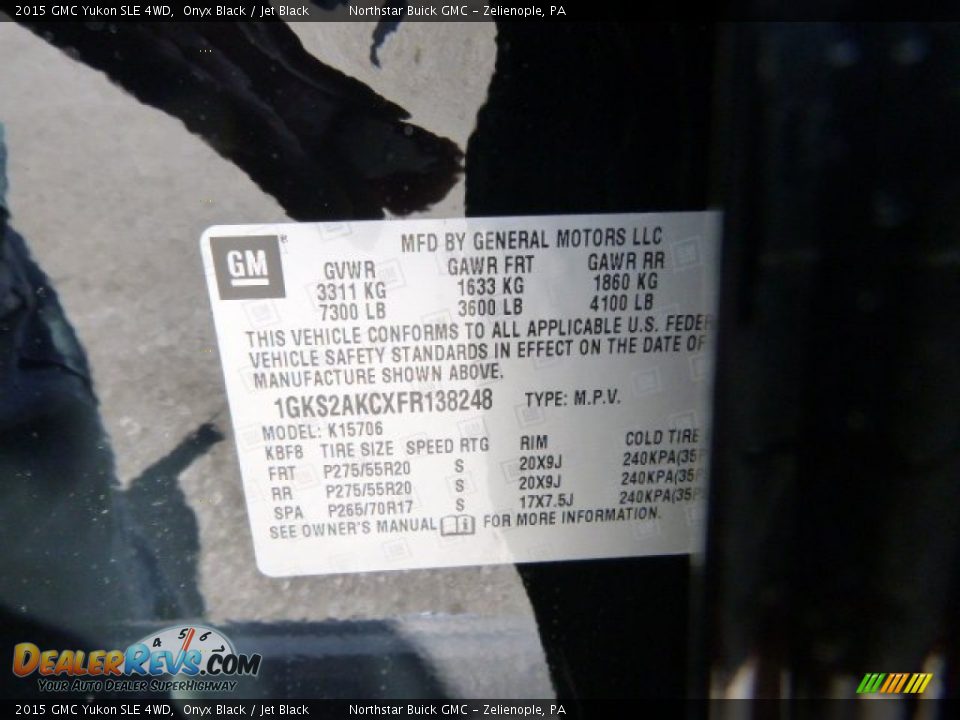 2015 GMC Yukon SLE 4WD Onyx Black / Jet Black Photo #20