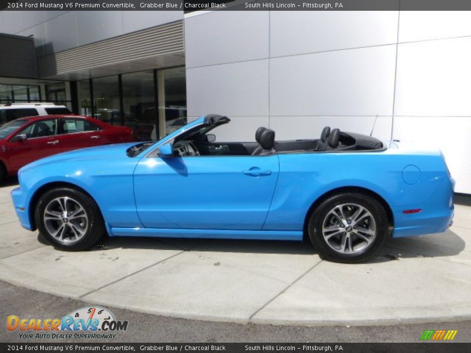 2014 Ford Mustang V6 Premium Convertible Grabber Blue / Charcoal Black Photo #2