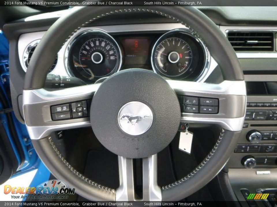 2014 Ford Mustang V6 Premium Convertible Grabber Blue / Charcoal Black Photo #20
