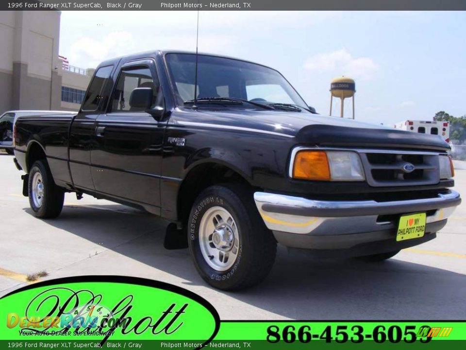 1996 Ford Ranger XLT SuperCab Black / Gray Photo #1