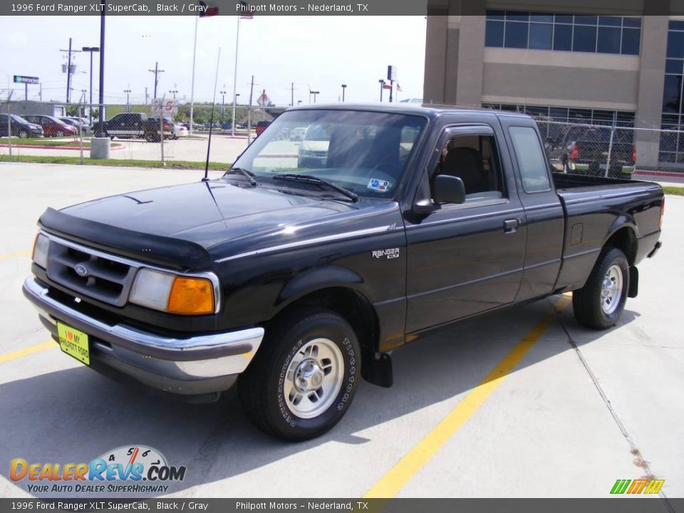 1996 Ford Ranger XLT SuperCab Black / Gray Photo #7