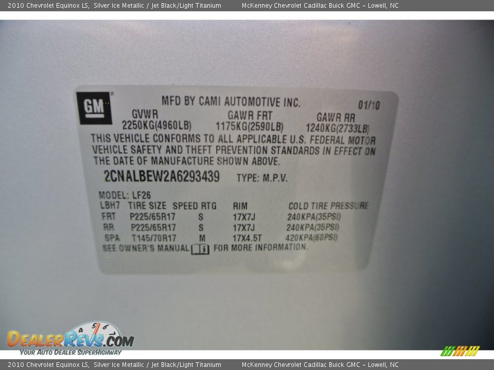 2010 Chevrolet Equinox LS Silver Ice Metallic / Jet Black/Light Titanium Photo #9