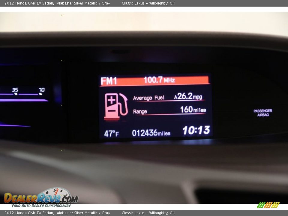 2012 Honda Civic EX Sedan Alabaster Silver Metallic / Gray Photo #13