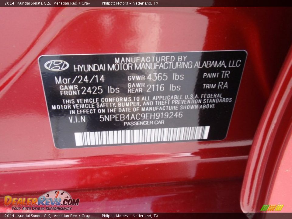 2014 Hyundai Sonata GLS Venetian Red / Gray Photo #32