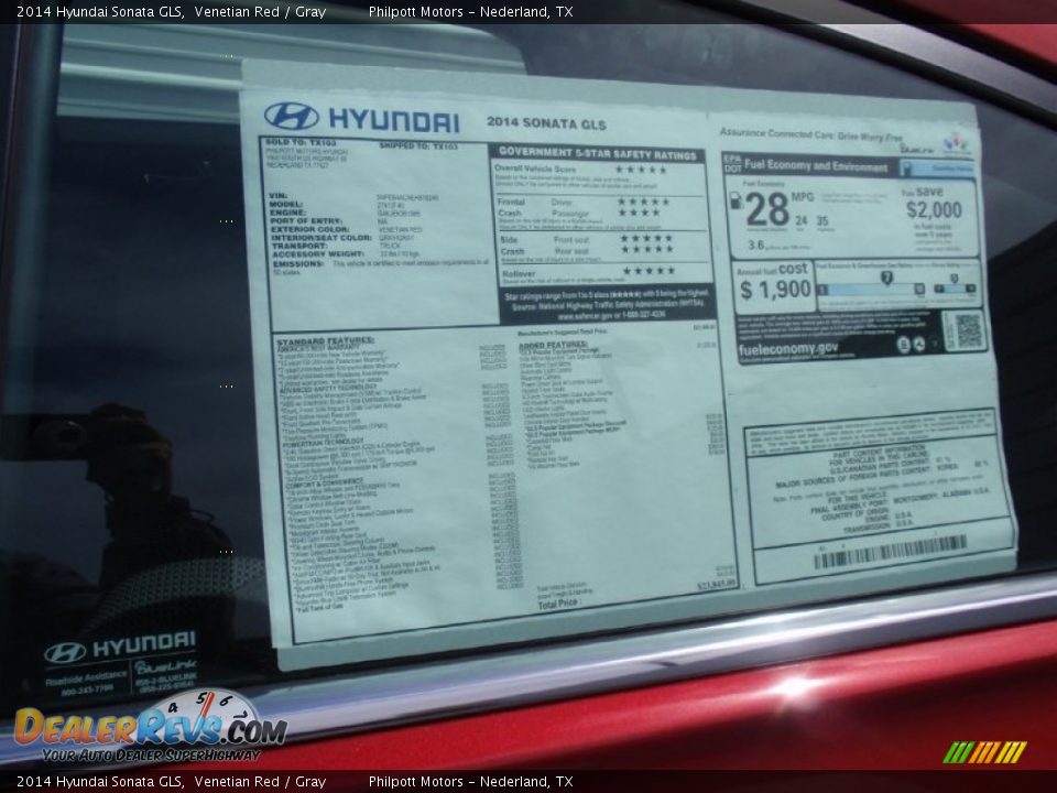 2014 Hyundai Sonata GLS Venetian Red / Gray Photo #33