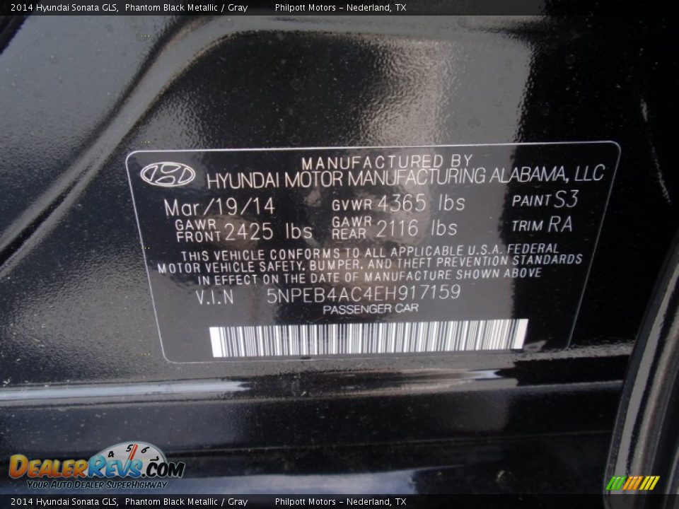 2014 Hyundai Sonata GLS Phantom Black Metallic / Gray Photo #32
