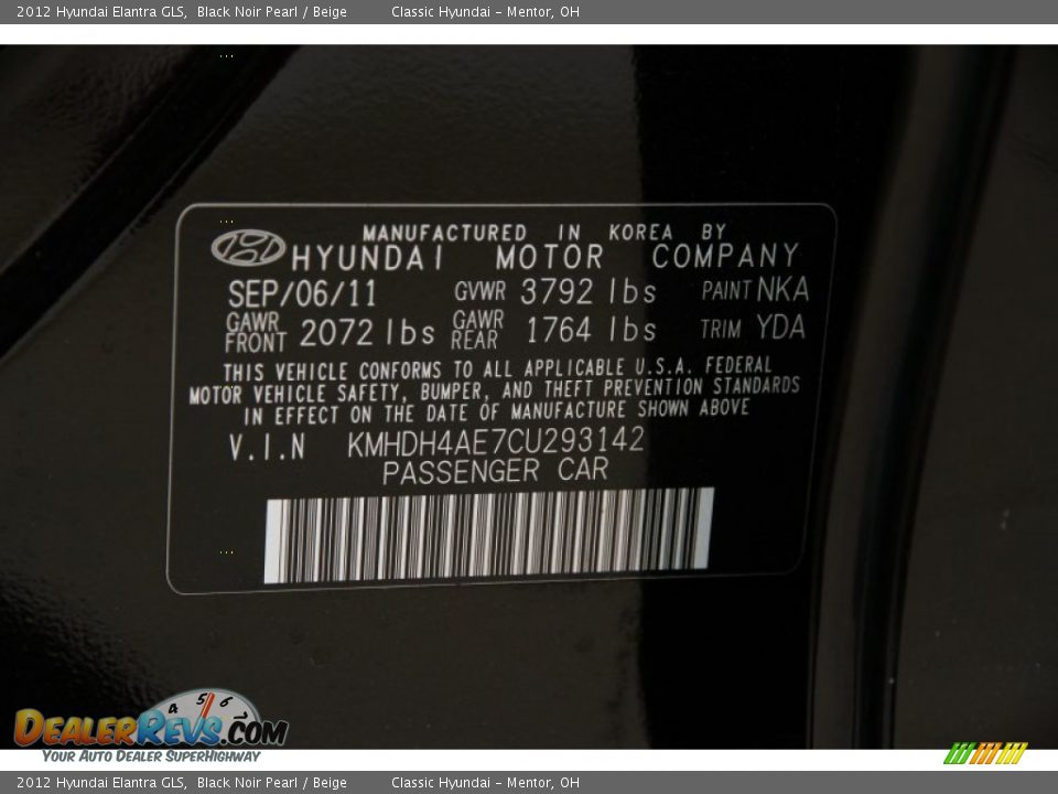 2012 Hyundai Elantra GLS Black Noir Pearl / Beige Photo #19