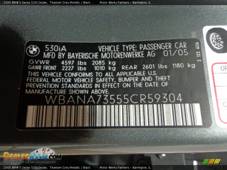2005 BMW 5 Series 530i Sedan Titanium Grey Metallic / Black Photo #20