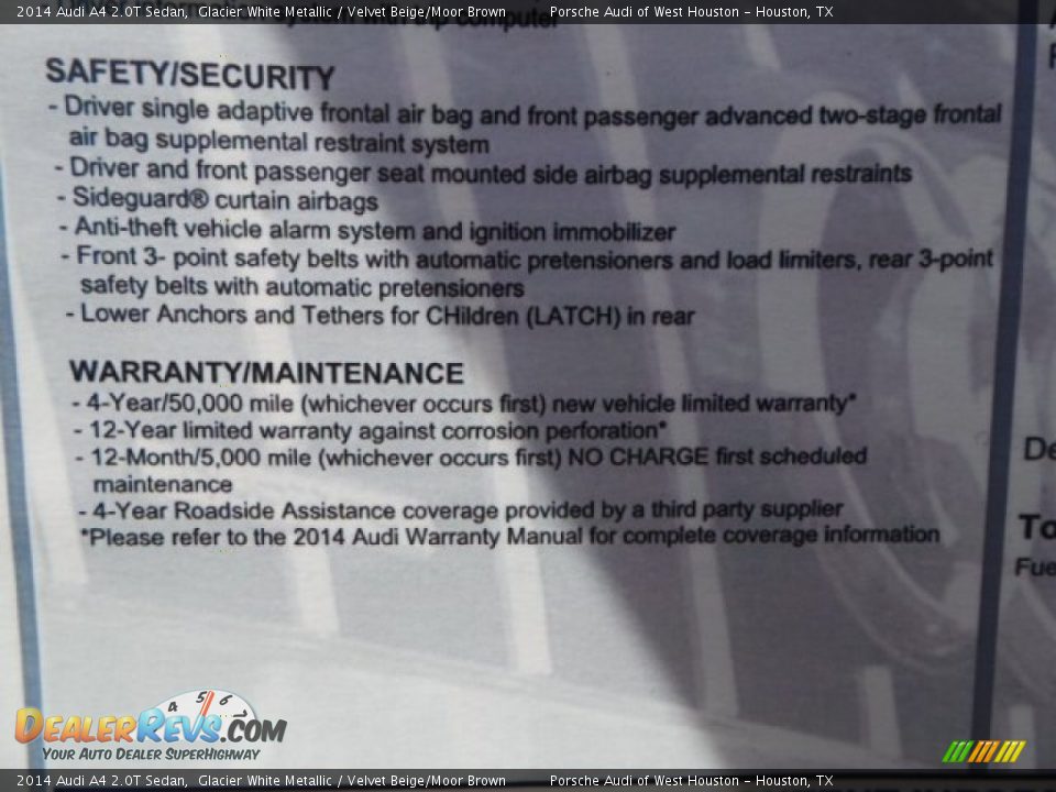 2014 Audi A4 2.0T Sedan Glacier White Metallic / Velvet Beige/Moor Brown Photo #34