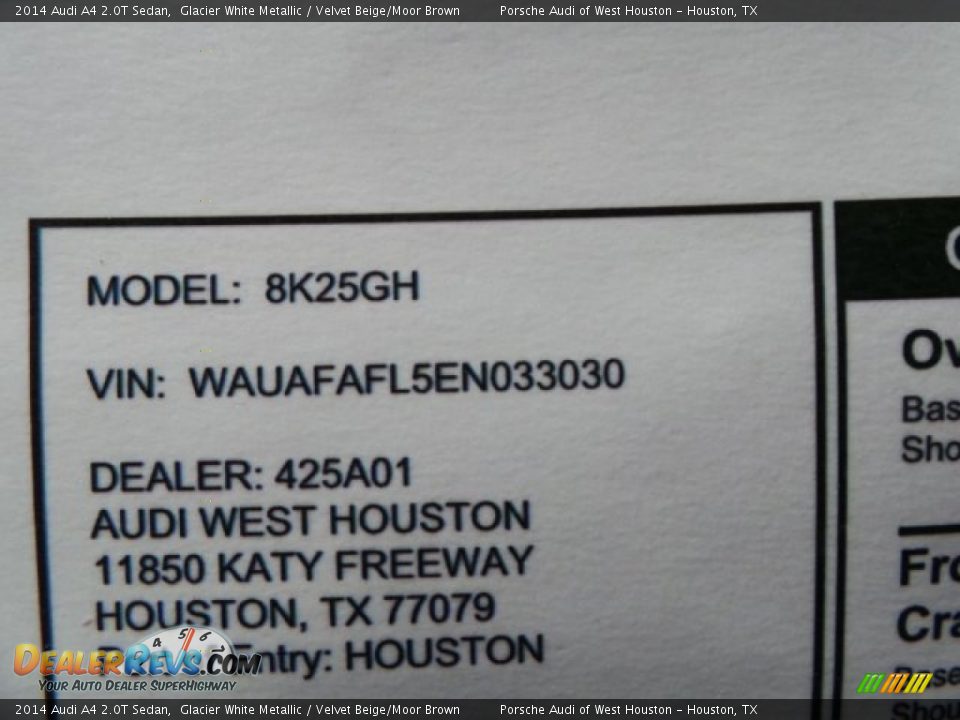 2014 Audi A4 2.0T Sedan Glacier White Metallic / Velvet Beige/Moor Brown Photo #35