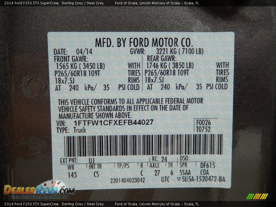 2014 Ford F150 STX SuperCrew Sterling Grey / Steel Grey Photo #12