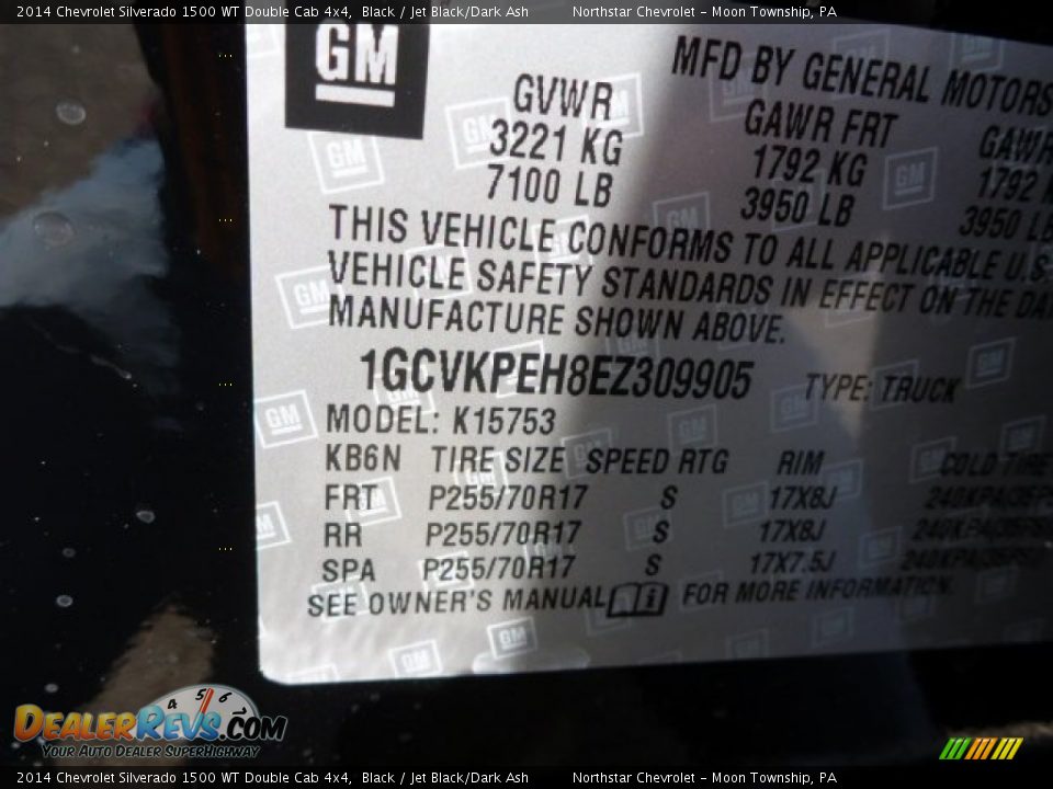 2014 Chevrolet Silverado 1500 WT Double Cab 4x4 Black / Jet Black/Dark Ash Photo #14