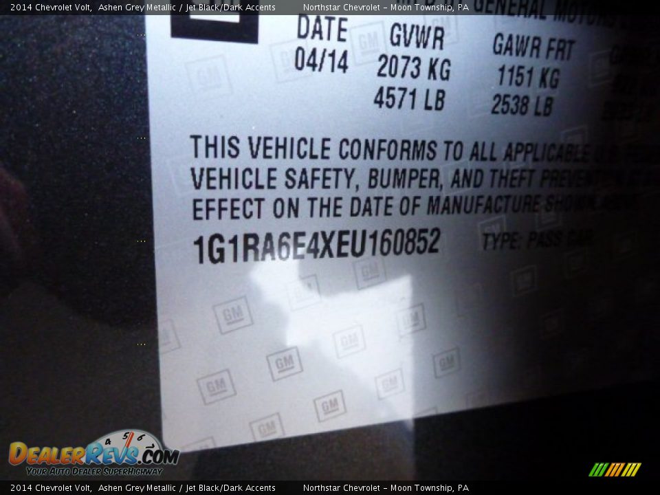 2014 Chevrolet Volt Ashen Grey Metallic / Jet Black/Dark Accents Photo #13